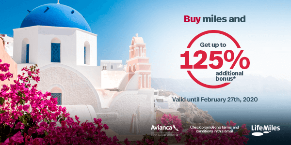 LifeMiles Buy miles and get up to 125% bonus till 27th February